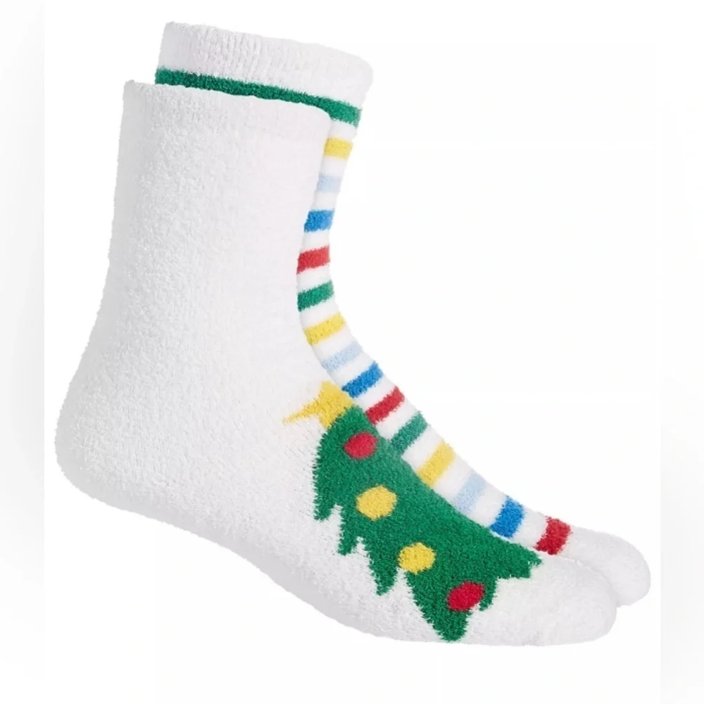 NEW - CHARTER CLUB Women's 2-Pack Holiday Fuzzy Butter Socks